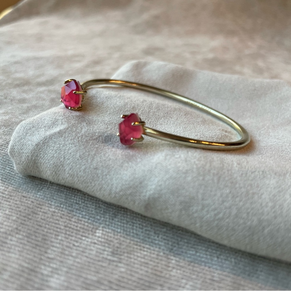 Kendra Scott Merida Gold Pinch Cuff Bracelet In Berry Illusion  |  NWOT